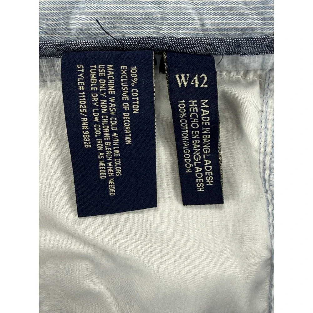 U.S. Polo Assn Shorts Mens 42 Blue‎ White Striped Cotton Chino Flat Front